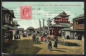 Bild des Verkufers fr Ansichtskarte London, Japan-British Exhibition, a street scene in Fair Japan zum Verkauf von Bartko-Reher