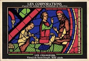 Ansichtskarte / Postkarte Chartres Eure et Loir, The Corporations, The Changers, Buntglasfenster ...