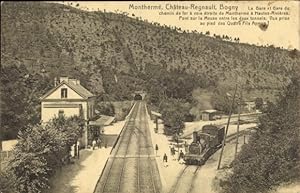 Ansichtskarte / Postkarte Château-Regnault Bogny sur Meuse Ardennes, Bahnhof, Lokomotive