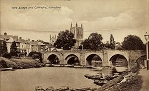 Ansichtskarte / Postkarte Hereford West Midlands England, Wye Bridge, Kathedrale