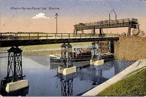 Ansichtskarte / Postkarte Wanne Herne im Ruhrgebiet, Rhein Herne Kanal, Boot, Brücke