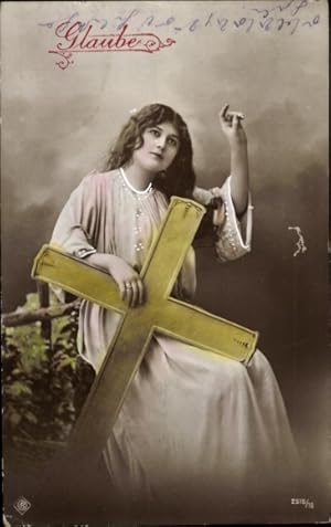 Ansichtskarte / Postkarte Allegorie, Glaube, Frau mit Kreuz