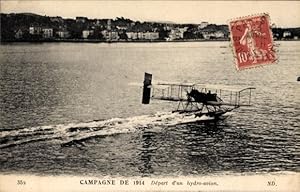 Ansichtskarte / Postkarte Französisches Militärflugzeug, Wasserflugzeug, Kampagne 1914