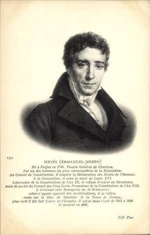 Ansichtskarte / Postkarte Emmanuel Joseph Sieyès, Portrait