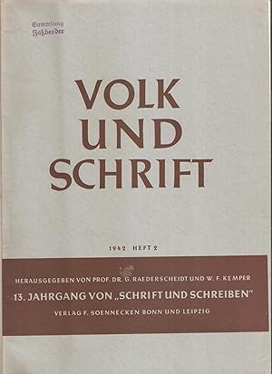 Bild des Verkufers fr Volk und Schrift - 13. Jahrgang von "Schrift und Schreiben", Heft 2 zum Verkauf von Antiquariat Andreas Schwarz