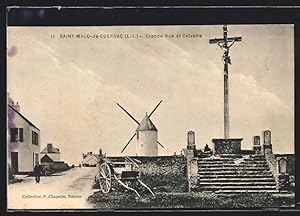 Ansichtskarte Saint-Malo-de-Guersac, Grande Rue et Calvaire, Moulin