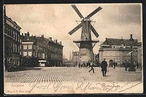 Ansichtskarte Rotterdam, Oostplein, Strassenpartie mit Windmühle