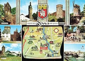 Postkarte Carte Postale 73968095 Zons Tuerme Rheintor Stadtmauer Freilichtbuehne Bootsanleger Lan...