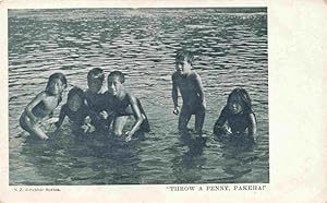 Bild des Verkufers fr Postkarte Carte Postale 73966728 Neuseeland New Zealand NZ Kinder im Wasser Throw a Penny, Pakeha zum Verkauf von Versandhandel Boeger