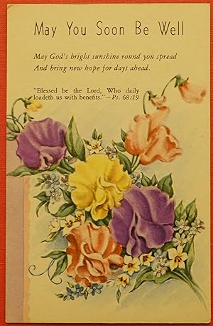 Vintage Sunday School Postcard -May You Soon Be Well