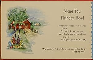 Vintage Sunday School Postcard -Along Your Birthday Road