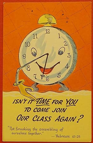 Vintage Sunday School Postcard - Isn't It Time