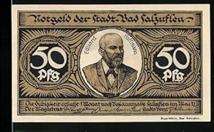 Bild des Verkufers fr Notgeld Bad Salzuflen 1921, 50 Pfennig, Portrait Eduard Hoffmann, weisse Katze zum Verkauf von Bartko-Reher