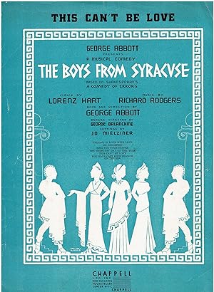 Seller image for This Can't Be Love (Vintage Sheet Music) from "The Boys From Syracuse" for sale by Manian Enterprises