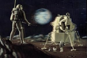 3 D Ansichtskarte / Postkarte Lunar Module, Mondlandefähre, Astronauten, Erde