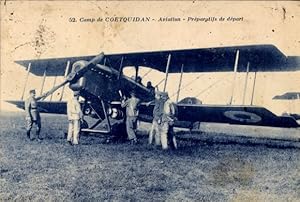 Ansichtskarte / Postkarte Coetquidan Camp, Luftfahrt, Abflugvorbereitungen