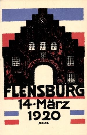 Künstler Ansichtskarte / Postkarte Holtz, Flensburg, 14. März 1920, Volksabstimmung in Schleswig