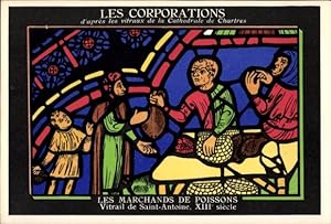 Ansichtskarte / Postkarte Chartres Eure et Loir, Die Unternehmen, Die Fischhändler, Buntglasfenst...