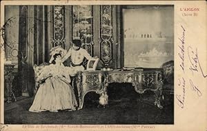 Ansichtskarte / Postkarte Schauspielerin Sarah Bernhardt, Preval, Theaterszene, l'Aiglon, Acte II...