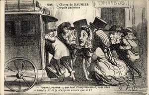 Künstler Ansichtskarte / Postkarte Daumier, Pariser Typen, Personen steigen in Omnibus