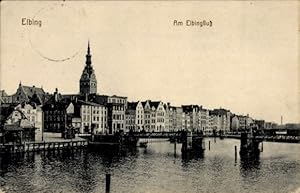 Ansichtskarte / Postkarte Elbing Westpreußen, Am Elbingfluss, Brücke