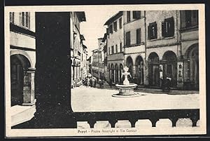 Cartolina Poppi, Piazza Amerighi e Via Cavour