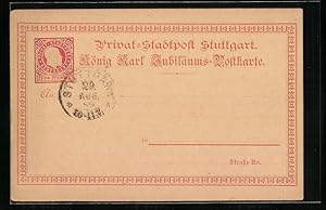 Ansichtskarte Stuttgart, Private Stadtpost 10 Pfg., König Karl Jubiläums-Postkarte