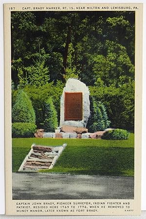 Seller image for Capt. John Brady Marker, Rt. 15, Near Milton and Lewisburg, PA. - Postcard for sale by Argyl Houser, Bookseller