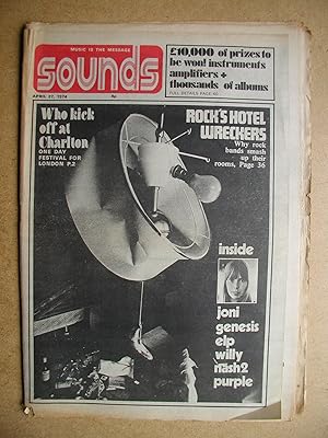 Bild des Verkufers fr Sounds. April 27, 1974. zum Verkauf von N. G. Lawrie Books