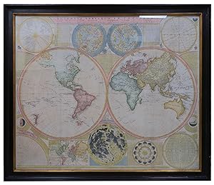 Scientia terrarum et coelorum by Samuel Dunn. Dunns 1772 world map on two hemispheres, showing t...