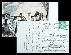 Handschriftliche Postkarte mit voller Unterschrift an den Kunstgewerbler und Architekten Adelbert...