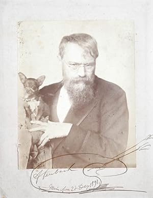 Seller image for Original-Photo mit Hund, unten grosse Signatur, Datum und stilisierte Palette mit Pinseln. for sale by Antiquariat Thomas Rezek