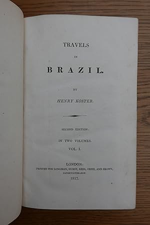 Seller image for TRAVELS IN BRAZIL. Complete Set, Two Volumes. for sale by HALEWOOD : ABA:ILAB : Booksellers :1867
