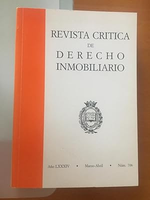 Image du vendeur pour Revista crtica de derecho inmobiliario. Ao LXXXIV. Marzo - Abril. N 706 mis en vente par Libreria Anticuaria Camino de Santiago