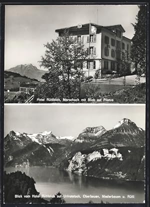 Ansichtskarte Morschach, Hotel Rütliblick mit Blick auf Pilatus