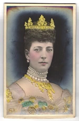 Ansichtskarte Königin Alexandra von England mit Krone und Juwelen