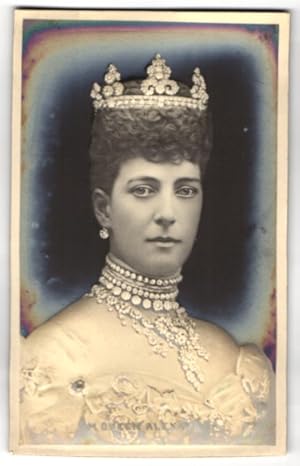 Ansichtskarte Königin Alexandra von England mit Krone und Juwelen