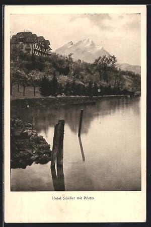 Ansichtskarte Kehrsiten, Hotel Schiller mit Pilatus