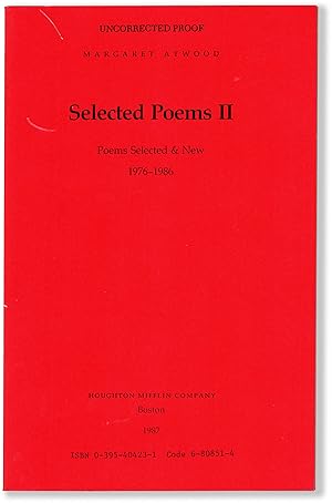 Bild des Verkufers fr SELECTED POEMS II Poems Selected & New 1976-1986 zum Verkauf von Lorne Bair Rare Books, ABAA
