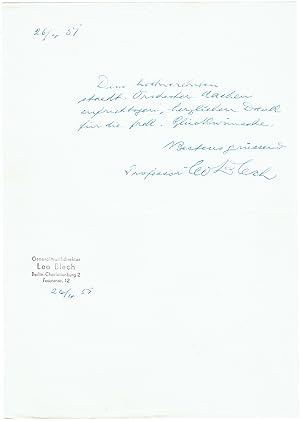 Seller image for Eigenh. Widmungsblatt mit Unterschrift. for sale by Kotte Autographs GmbH