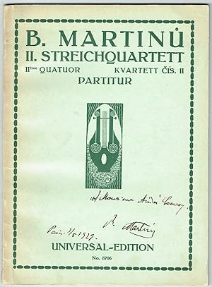Eigenh. Widmung und Unterschrift auf dem Titelblatt von: II. Streichquartett (Wien, Leipzig, [192...