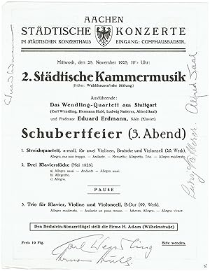 Imagen del vendedor de Programm mit eigenh. Unterschriften. a la venta por Kotte Autographs GmbH