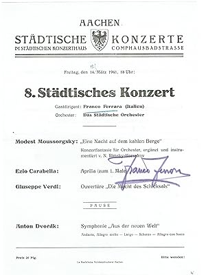 Immagine del venditore per Programm mit eigenh. Unterschrift. venduto da Kotte Autographs GmbH