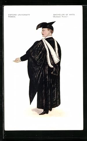 Seller image for Ansichtskarte Oxford Univerity Robes, Bachelor of Arts, Burgon Hood, Kunststudent for sale by Bartko-Reher
