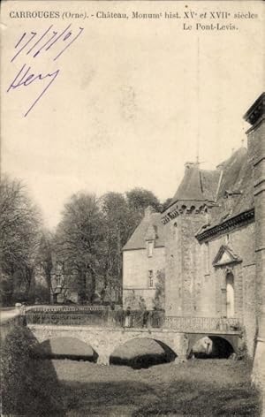 Ansichtskarte / Postkarte Carrouges Orne, Pont-Levis, Schloss