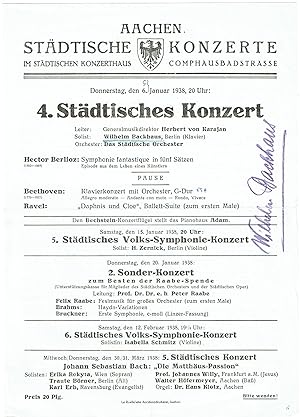 Seller image for Programm mit eigenh. Unterschriften. for sale by Kotte Autographs GmbH