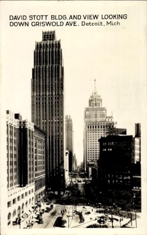 Ansichtskarte / Postkarte Detroit Michigan USA, David Stott Building, Griswold Avenue