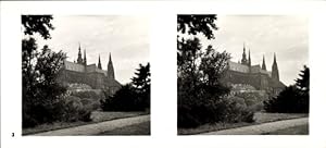 Stereo Foto Praha Prag, Burgstadt, Burg und Dom vom Hirschgraben gesehen - Raumbild-Verlag Otto S...