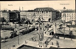 Ansichtskarte / Postkarte Berlin Kreuzberg, Oranienplatz, Straßenbahnen, Busse, Kutschen