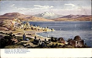 Künstler Ansichtskarte / Postkarte Perlberg, F., Tiberias Israel, Panorama, See Genezareth